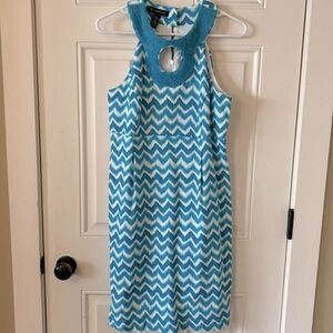 INC international concept, size 10 turquoise and white dress